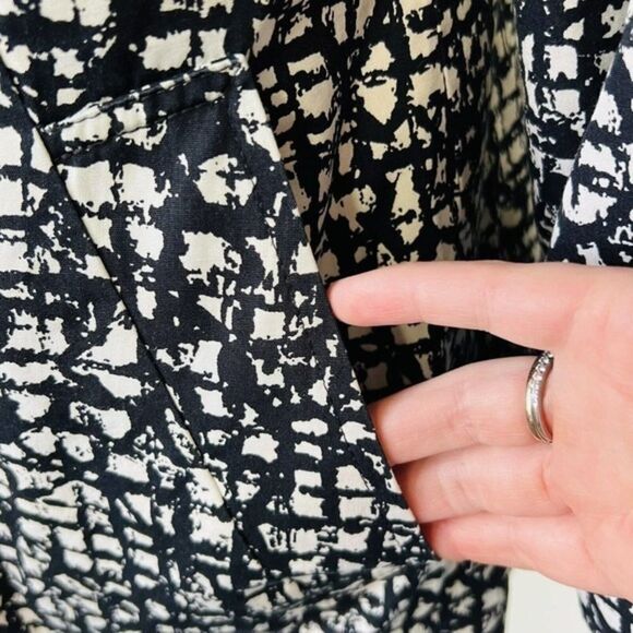 LAFAYETTE 148 Black White Cotton Button Front 3/4 Sleeve Lined Jacket Size 4 - Picture 8 of 12